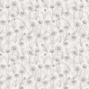 Drawing Daisies in Grey Floral Print 
