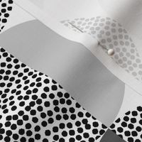 Black and White Geometric Textured Circles on White Background