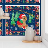 Yorkie Christmas Quilt Panel PIllows