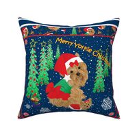 Yorkie Christmas Quilt Panel PIllows