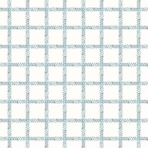 4" Modern Dot Plaid Watercolor Windowpane Blue and Off White