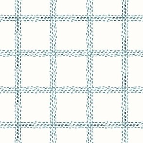 8" Modern Dot Plaid Watercolor Windowpane Blue and Off White