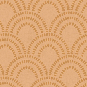 Large | Textured Brush Mark Scallop Pattern in Mustard