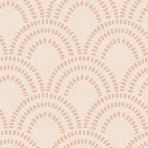 Large | Textured Brush Mark Scallop Pattern in Earth Tones