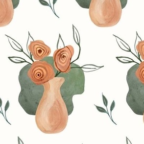 24" Floral Fusion Modern Vase Peach Green