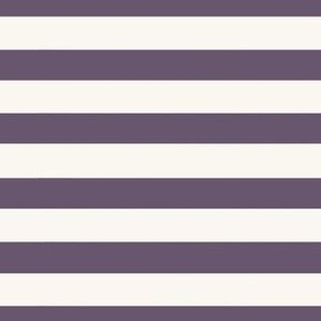 Medium Scale // Halloween Horizontal Stripes on Deep Eggplant Purple