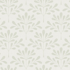 Large | Textured Foliage Branch Scallop Pattern in Light Sage