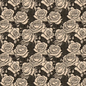 Pen and Ink Roses in Cream and Black