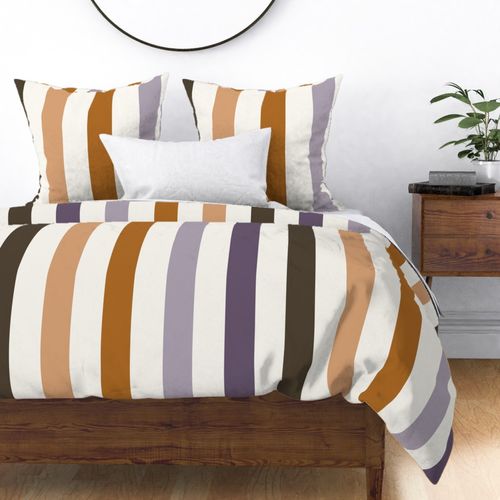 Medium Scale // Halloween Vertical Stripes on Halloween Rainbow Pink Brown Purple 