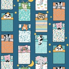 Sweet Dreams Dogs, Cow, Panda, Tiger, Elephant, Pig, Goat Sleeping in Bed Gender Neutral Medium Scale