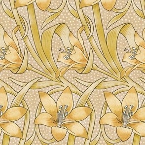 tiger lilies art nouveau watercolor golden