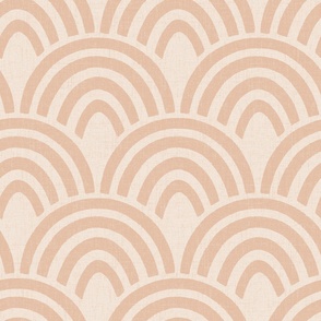 Large | Textured Rainbow Scallop Pattern in Earth Tones