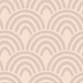 Large | Textured Rainbow Scallop Pattern in Dusty Coral