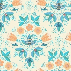 (small 6.62in x 8in) Dreaming Of Summer / Vector / Sweet Dreams Bedding /  Vanilla Cream Background / medium scale / see collections