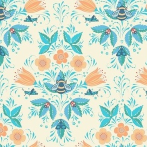 (S) Dreaming Of Summer / Vector / Sweet Dreams Bedding /  Vanilla Cream Background / small scale / see collections