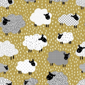 count the sheep to sleep  - mustard yellow/antique gold