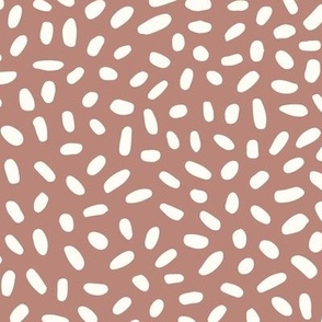 LARGE - Neutral scattered dots in white over brown background