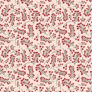 MINI - Pink background with scattered berries pattern repeat