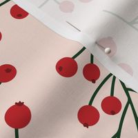 LARGE - Pink background with scattered berries pattern repeat