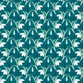 Snowdrops Sweet dreams on teal background