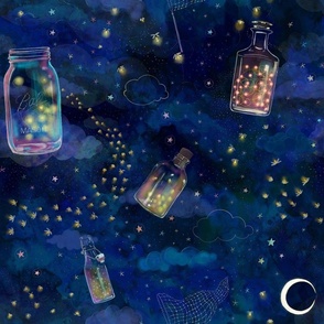 Dreamy fireflies in the night sky