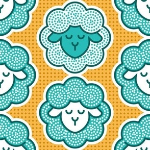 Normal scale • Counting sheep - turquoise & mustard