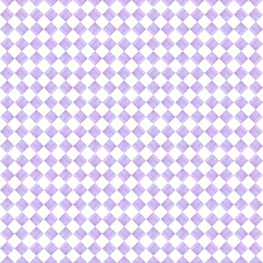 Watercolour Lavender Checkerboard violet white diamond small scale 4 inch