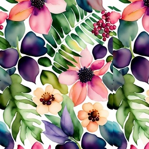 watercolor pattern of beautiful flowers
