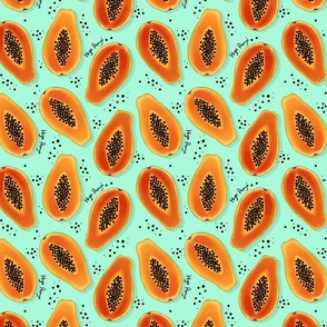 Hiya Papaya Fruit Pattern, Mint Green