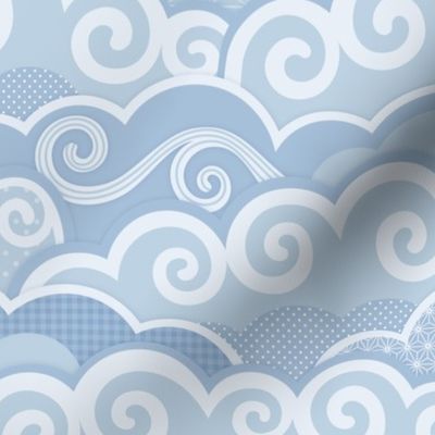 Sweet Dreams- Soft Pastel Blue Clouds- Sky Blue- Baby Blue Bedding- Gender Neutral Wallpaper