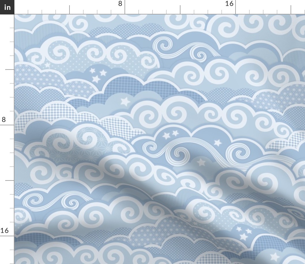 Sweet Dreams- Soft Pastel Blue Clouds- Sky Blue- Baby Blue Bedding- Gender Neutral Wallpaper