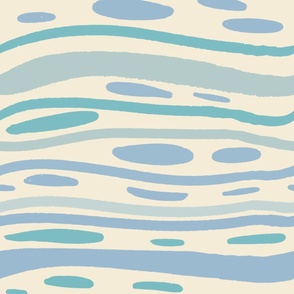 Large Summer Beach Waves Tropical Abstract Ocean in Baby Blue for Wallpaper