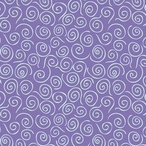 'Twirly Whirly' Scroll Doodle in Light Blue on Purple 