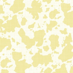 Cow Print in Yellow on a Textured White Background