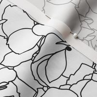 Black Hydrangea Flowers - White  