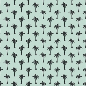 Light Aqua and Black Tropical Palm Trees 6 inch