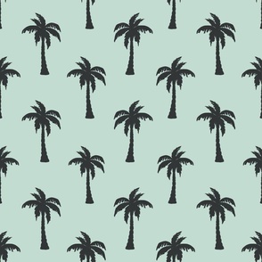 Light Aqua and Black Tropical Palm Trees 12 inch