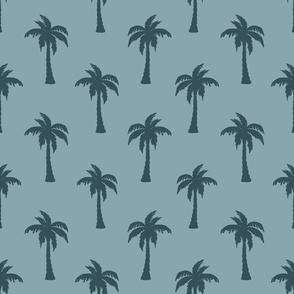 Blue Tropical Silhouette Palm Trees 12 inch