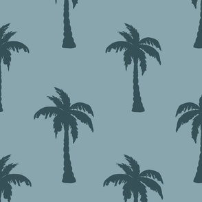 Blue Tropical Silhouette Palm Trees 24 inch