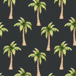 Tropical Palm Trees on Black 12 inch
