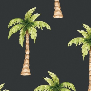 Tropical Palm Trees on Black 24 inch