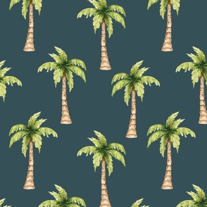 Tropical Palm Trees on Navy Blue 12 inch