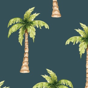 Tropical Palm Trees on Navy Blue 24 inch