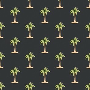 Tropical Palm Tree Island on Black 12 inch