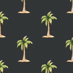 Tropical Palm Tree Island on Black 24 inch