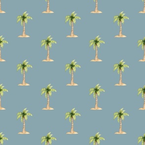 Tropical Palm Tree Island on Ocean Blue 12 inch