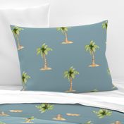 Tropical Palm Tree Island on Ocean Blue 24 inch