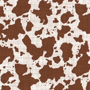 Cow Print in Brown on a Textured White Background