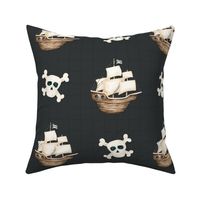 Pirates Ahoy Jolly Roger on Black 12 inch