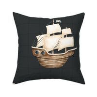 Pirates Ahoy Jolly Roger on Black 24 inch